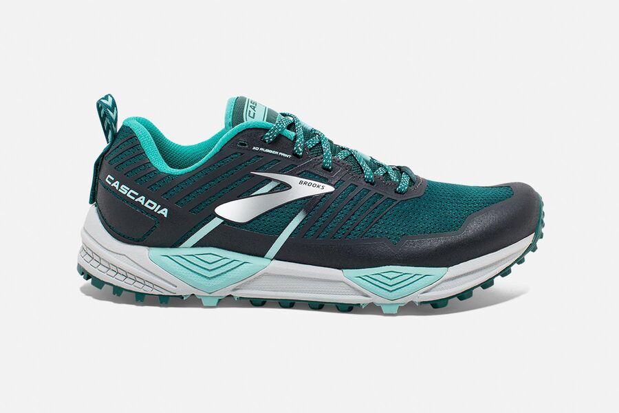 Brooks Women's Cascadia 13 Trail Running Shoes Turquoise/Grey YNBE-27431